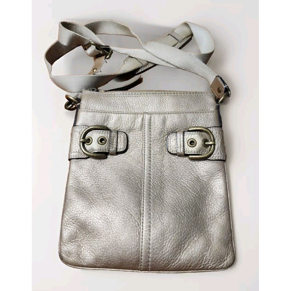 COACH Gold Pebbled Leather Swing Pack Crossbody Small Handbag Purse 41276